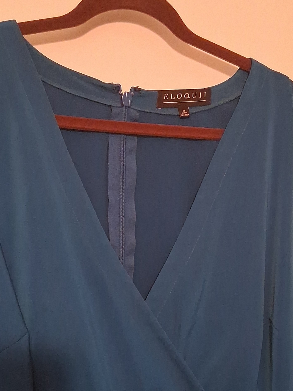 Eloquii Blue Surplice Neck Blouse